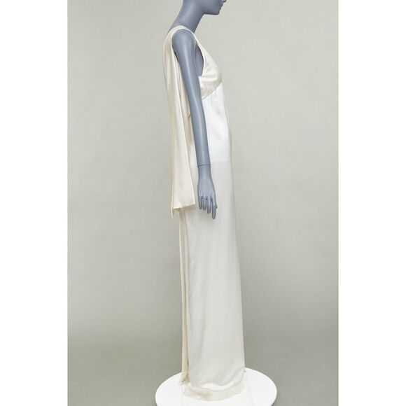 SAINT LAURENT 2022 Runway Bridal ivory silk satin draped empire gown FR34 XS - Picture 4 of 9